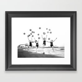 Women Dancing on Beach, Black and White, Vintage Wall Art Framed Art Print