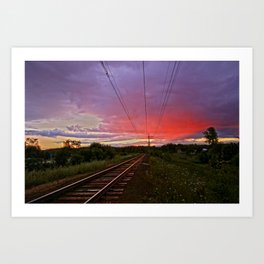 Northern sunset at white night Art Print | Whitenights, Sunset, Railway, Photo, Northernsunset, Pink, Summer, Nature, North, Traveling 
