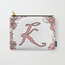 Letter K Rose Pink Initial Monogram - Letter k Carry-All Pouch