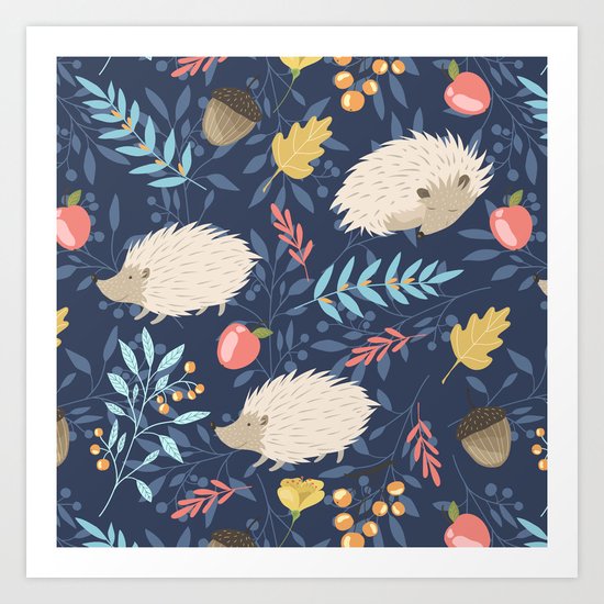 White hedgehogs Art Print