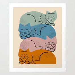 Four Cat Pile Art Print