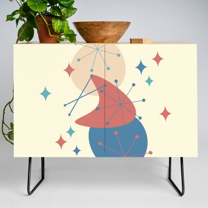 Mid Century, Atomic Age Abstract Shapes, Boomerang and Starburst Credenza