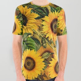 Vintage & Shabby Chic - Noon Sunflowers Garden All Over Graphic Tee
