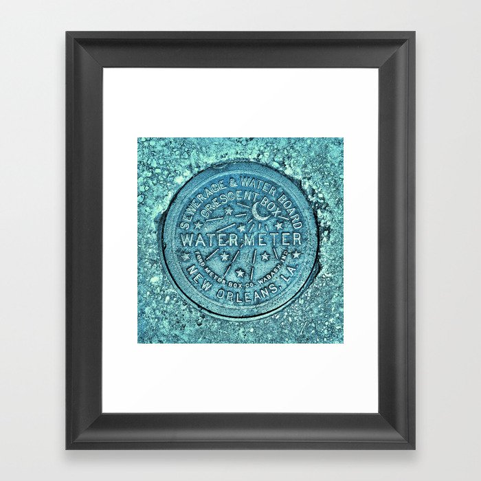 New Orleans Water Meter Louisiana Crescent City NOLA Water Board Metalwork Blue Green Framed Art Print