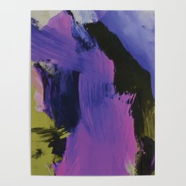 Colorful Purple and Yellow paint strokes abstract Poster