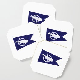 Nantucket Blue and White Sperm Whale Burgee Flag Hand-Painted Coaster