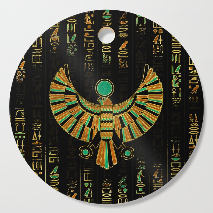 Egyptian Horus Falcon gold and color crystal Cutting Board