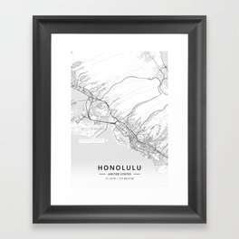 Honolulu, United States - Light Map Framed Art Print