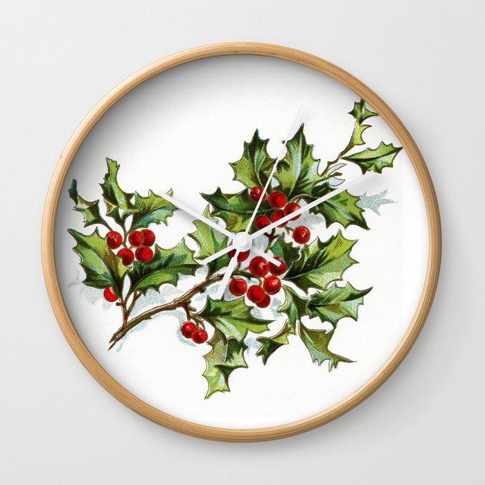 Holly Berries 20171001 by JAMFoto Wall Clock