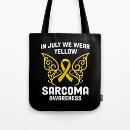 We Wear The Yellow Band Cool Sarcoma Awareness For A Month Tote Bag