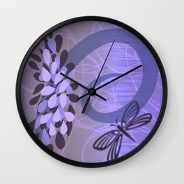 Summer Daze - Purple  Wall Clock | Purple, Outside, Whimsical, Jillianamattdesign, Dragonfly, Bluepurple, Graphicdesign, Purplelover, Plants, Flutterby 