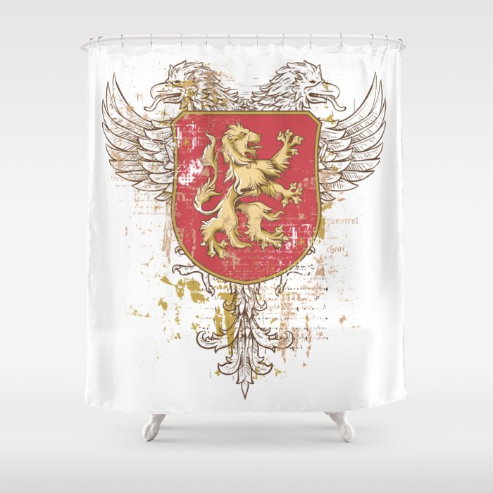 Coat of Arms Shield - Griffin Seal - Crown Lion and the Mark Shower Curtain