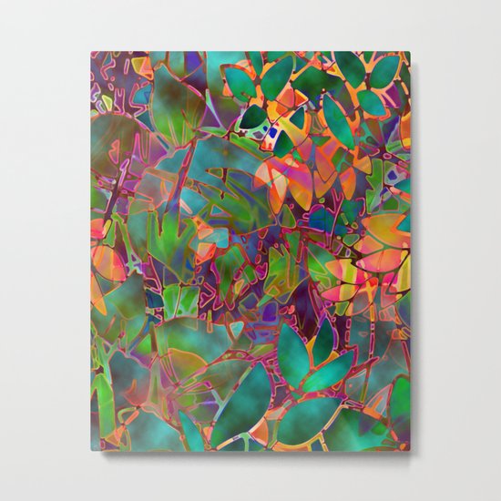 Floral Abstract Stained Glass G176 Metal Print