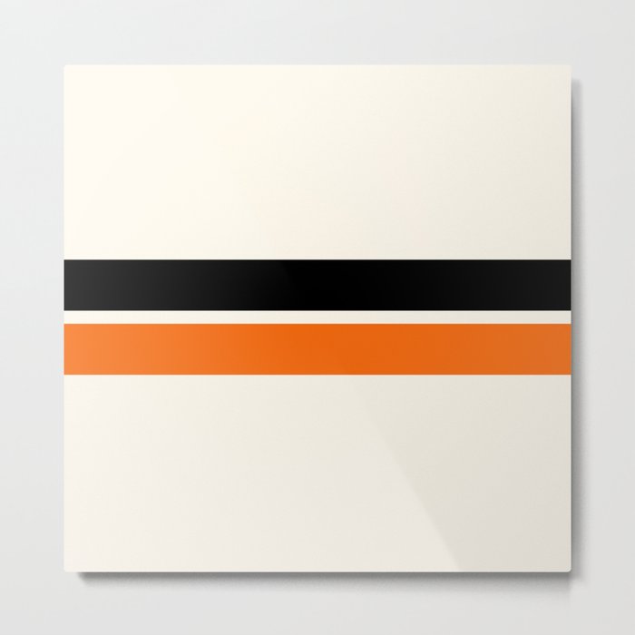 2 Stripes Black Orange Metal Print