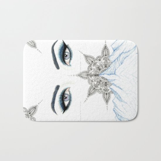 Winter Eyes Mountain Range Mandala Bath Mat