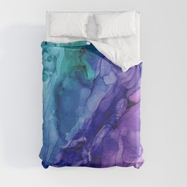 Teal Purple Abstract 521 Alcohol Ink Painting by Herzart Duvet Cover