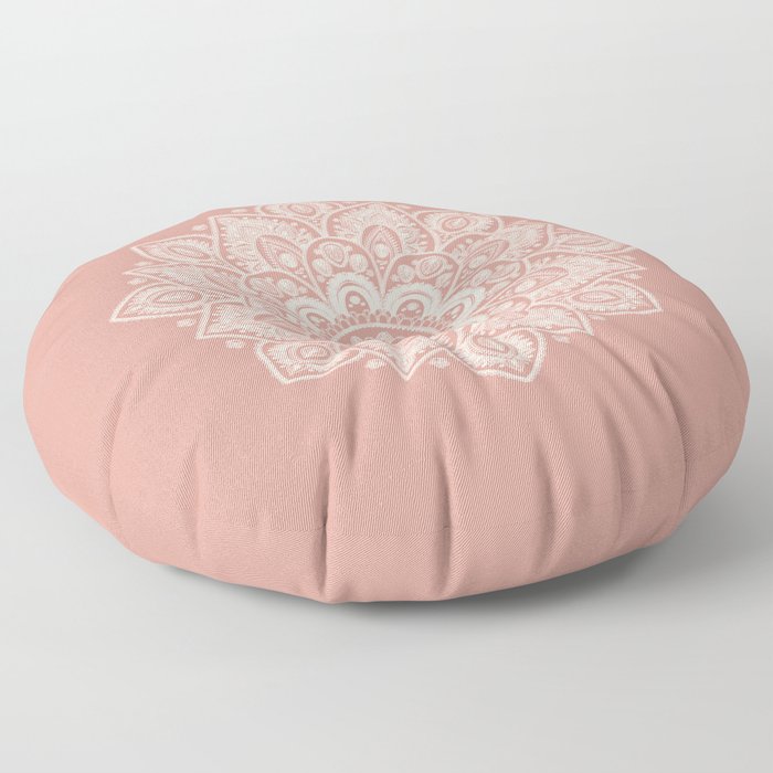 Flower Mandala in Peach and Powder Pink Floor Pillow