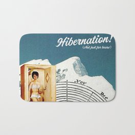 Hibernation! Not just for bears Bath Mat | Sauna, Meme, Map, Surrealism, 1960S, Ad, November, Retro, 60S, Snow 