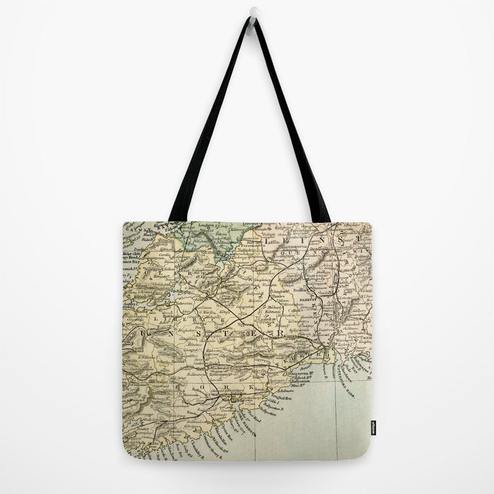 Vintage and Retro Map of Southern Ireland Tote Bag by Graphikz
