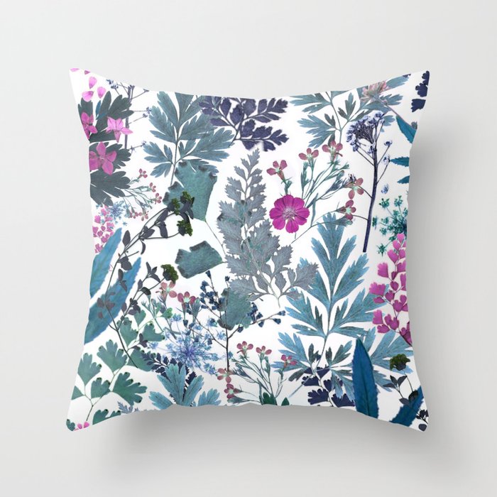 Teal floral sales throw pillow