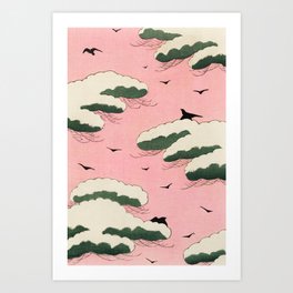 Pink sky illustration by Shin Bijutsukai Art Print