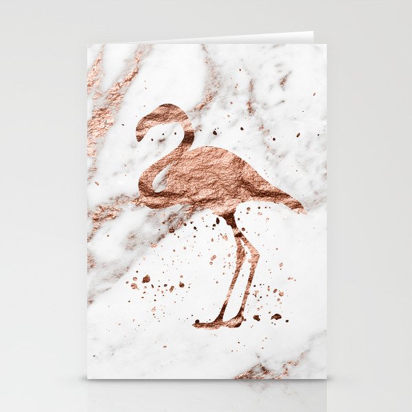 Rose gold marble - flamingo Stationery Cards