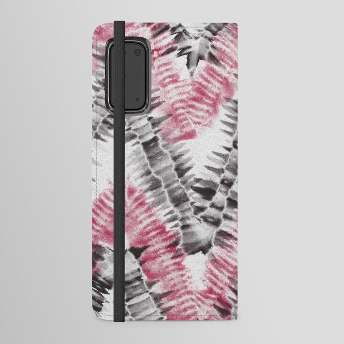 Pink Black Tie Dye Zigzag Android Wallet Case
