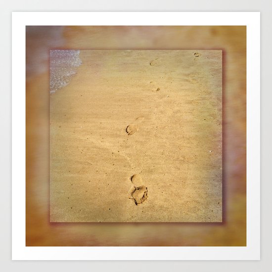 Footprints in the sand Art Print