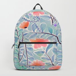 Watercolor Daisies and Vines Backpack