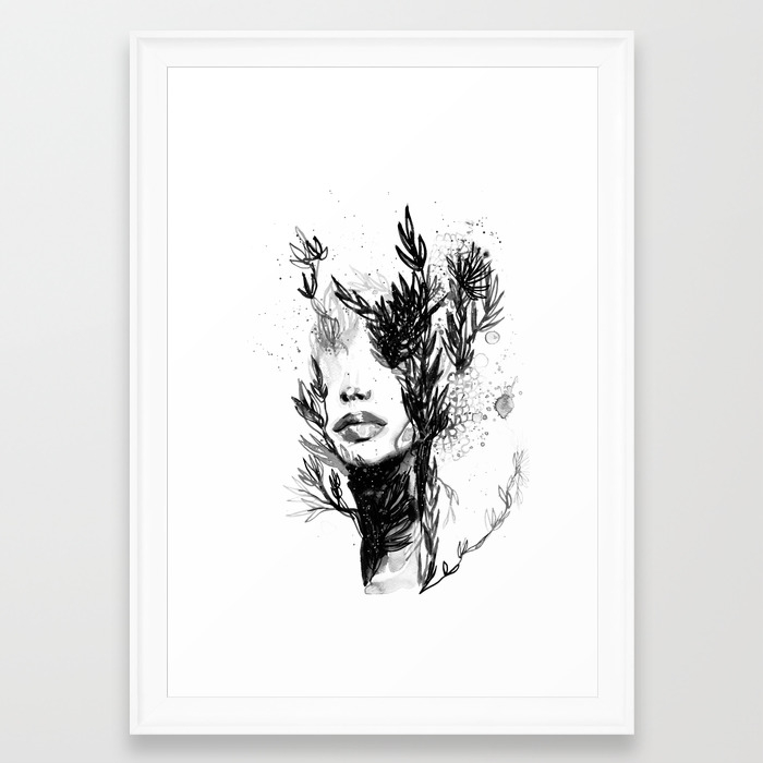 Black N White Women Abstract Face Love Framed Art Print By