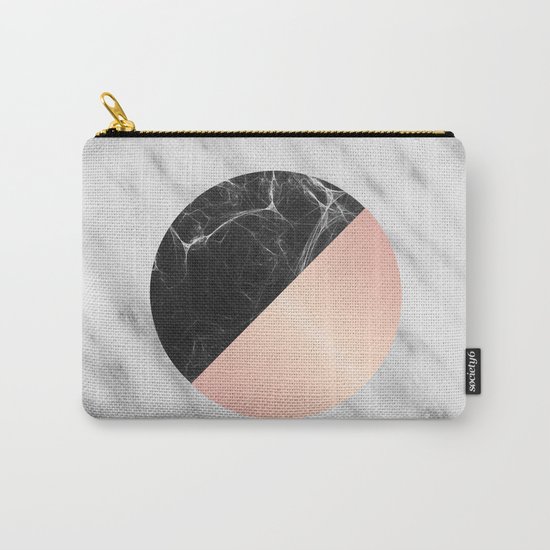 Carrara Italian Marble Black and Pink Carry-All Pouch