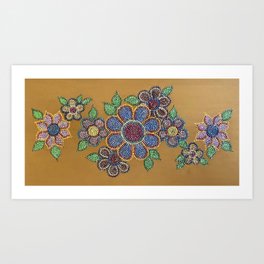 Beaded Florals Painting Art Print | Acrylic, Painting 