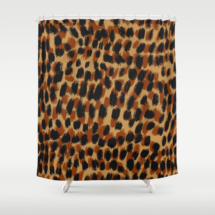 Brushstrokes leopard spots pattern Shower Curtain