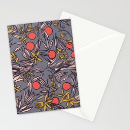 Orange Blossoms at Dusk on Gray Violet Stationery Cards