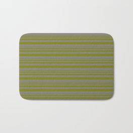 [ Thumbnail: Green & Gray Colored Striped/Lined Pattern Bath Mat ]