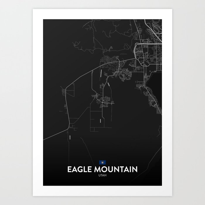 Eagle Mountain, Utah, United States - Dark City Map Art Print