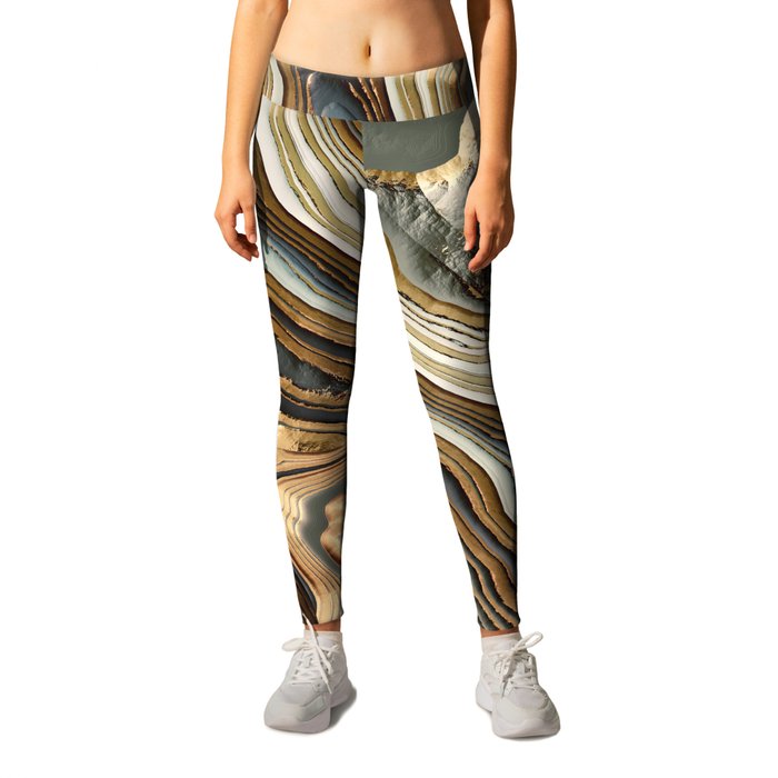 White Gold Agate Abstract Leggings