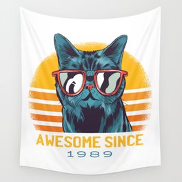 Awesome Cat Since 1989 Wall Tapestry