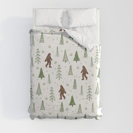 trees + yeti pattern in color Duvet Cover