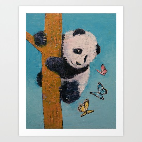 Panda Butterflies Art Print