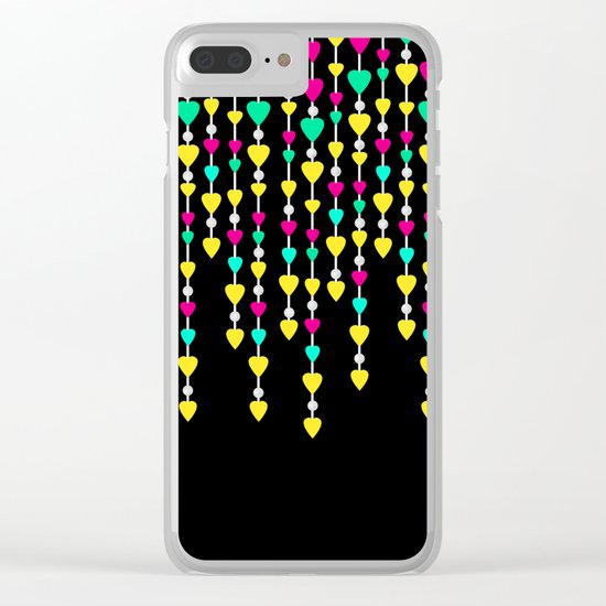 Beads and hearts yellow , pink , green . Clear iPhone Case