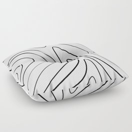 Minimalist Topographical Abstract in Black and White Floor Pillow