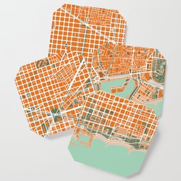 Barcelona city map orange Coaster