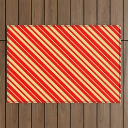 [ Thumbnail: Red & Tan Colored Stripes Pattern Outdoor Rug ]