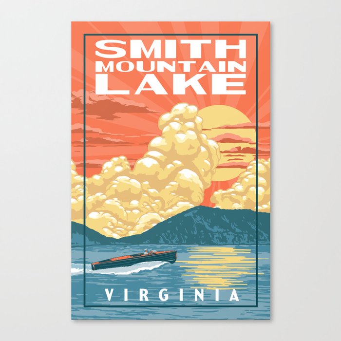 Smith Mountain Lake, Virginia | Vintage WPA Poster Style Retro Art Print Canvas Print