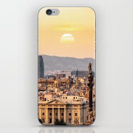 Spain Photography - Barcelona In The Beautiful Sunset iPhone Skin
