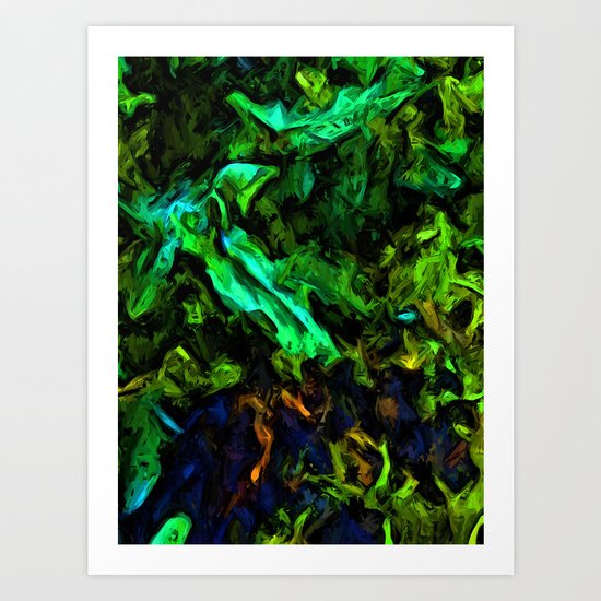 Green Leaves with some Turquoise Art Print