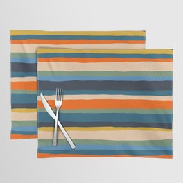 Serrate Stripes Colorful Retro Organic Contemporary Pattern Placemat