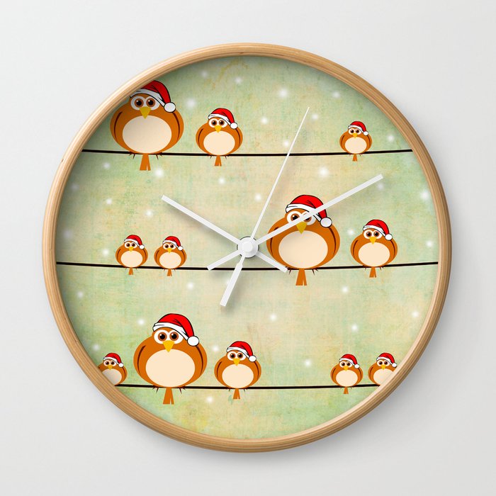 christmas birds Wall Clock