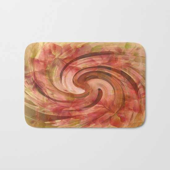 Peach Floral Swirl Abstract Bath Mat